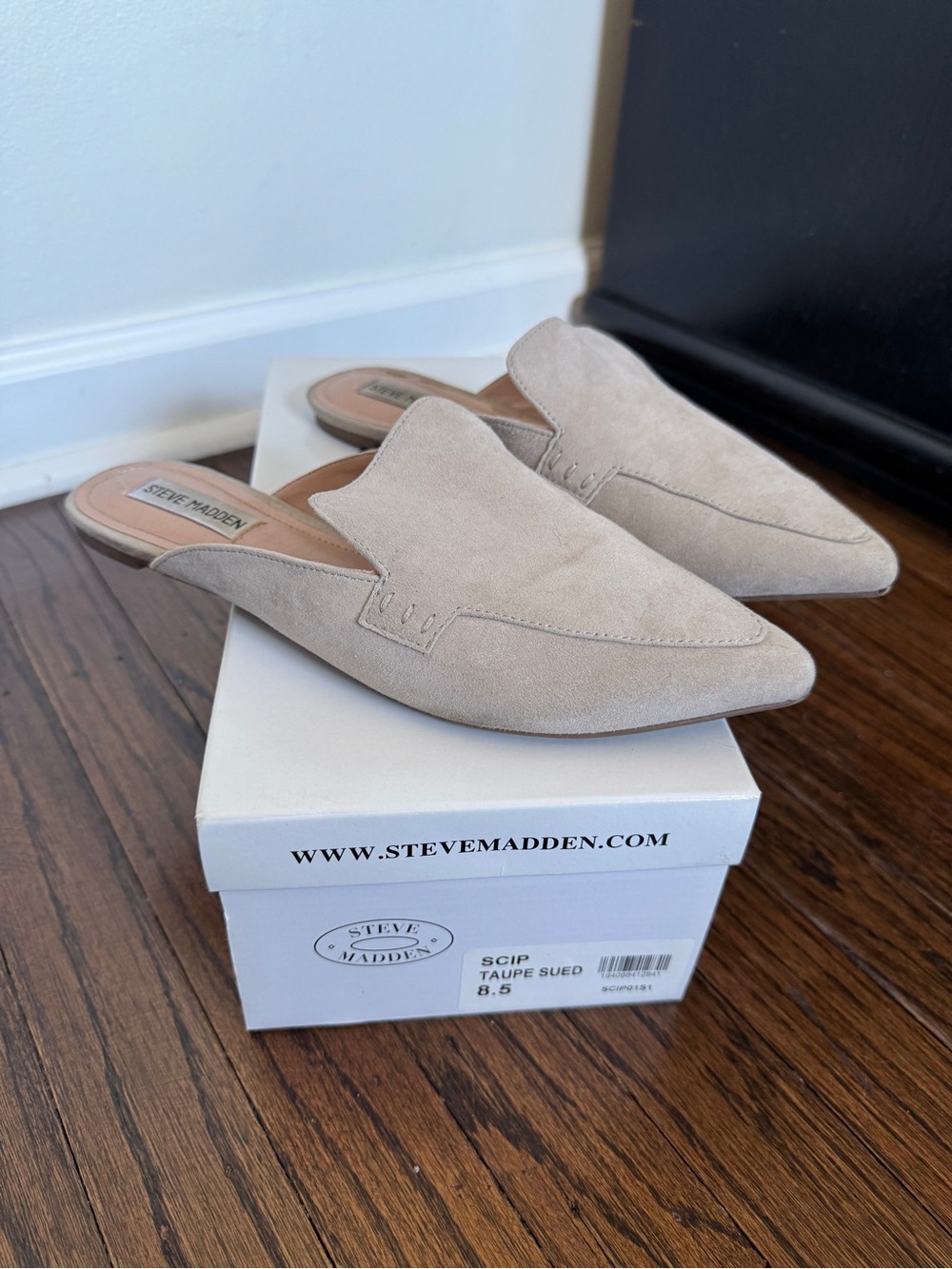 Steve Madden Taupe Suede Slip-On Mules